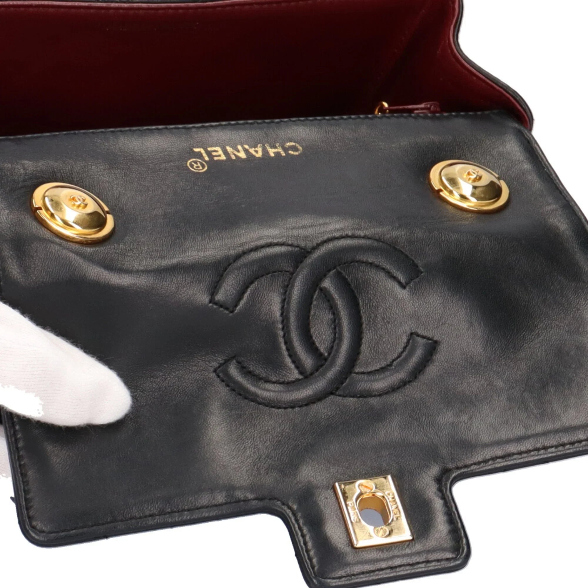 Pre-Owned Chanel matelasse handbag lambskin black ladies CHANEL (Good)