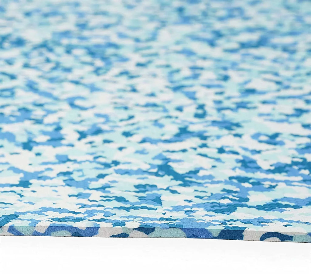 Artificial Teak Vessel Floor Mat 35.4X 94.5 inch Non-Slip EVA Foam Yacht Teak Decking Sheet Mat for Marine Yachts RV Car Blue White Camouflage