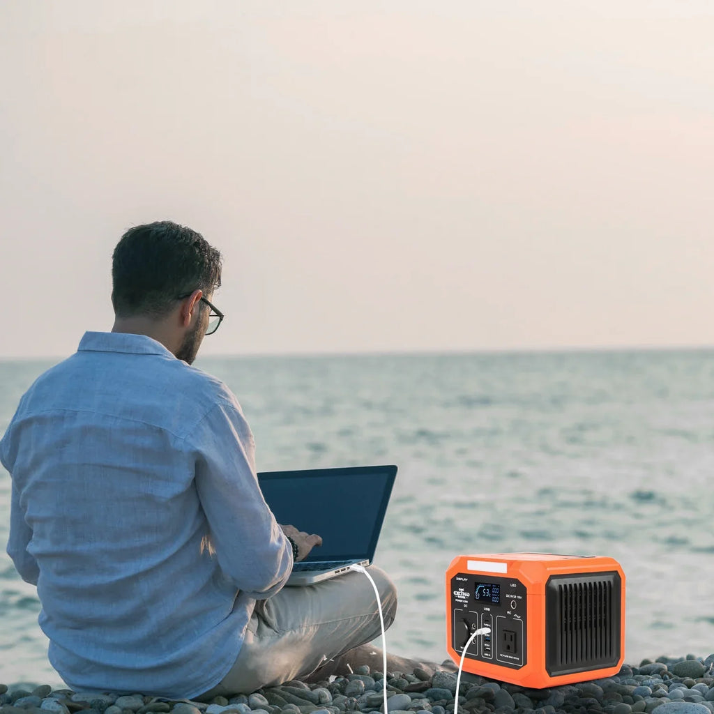 EXCITED WORK Portable Power Station 350W (500W Surge),299.5Wh/83200mAh Backup Lithium Battery with 110V AC Outlet and Wireless Charger,Solar Generator for Outdoor Camping,RV Travel and Home Emergenc