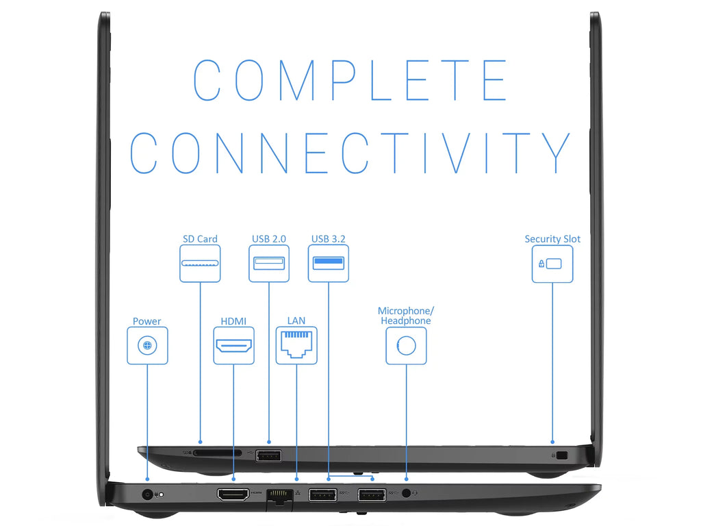 Inspiron 3493 Laptop, 14" FHD Display, i5-1035G4 Upto 3.7GHz, 16GB RAM, 1TB NVMe SSD, HDMI, Card Reader, Wi-Fi, Bluetooth, Windows 10 Pro