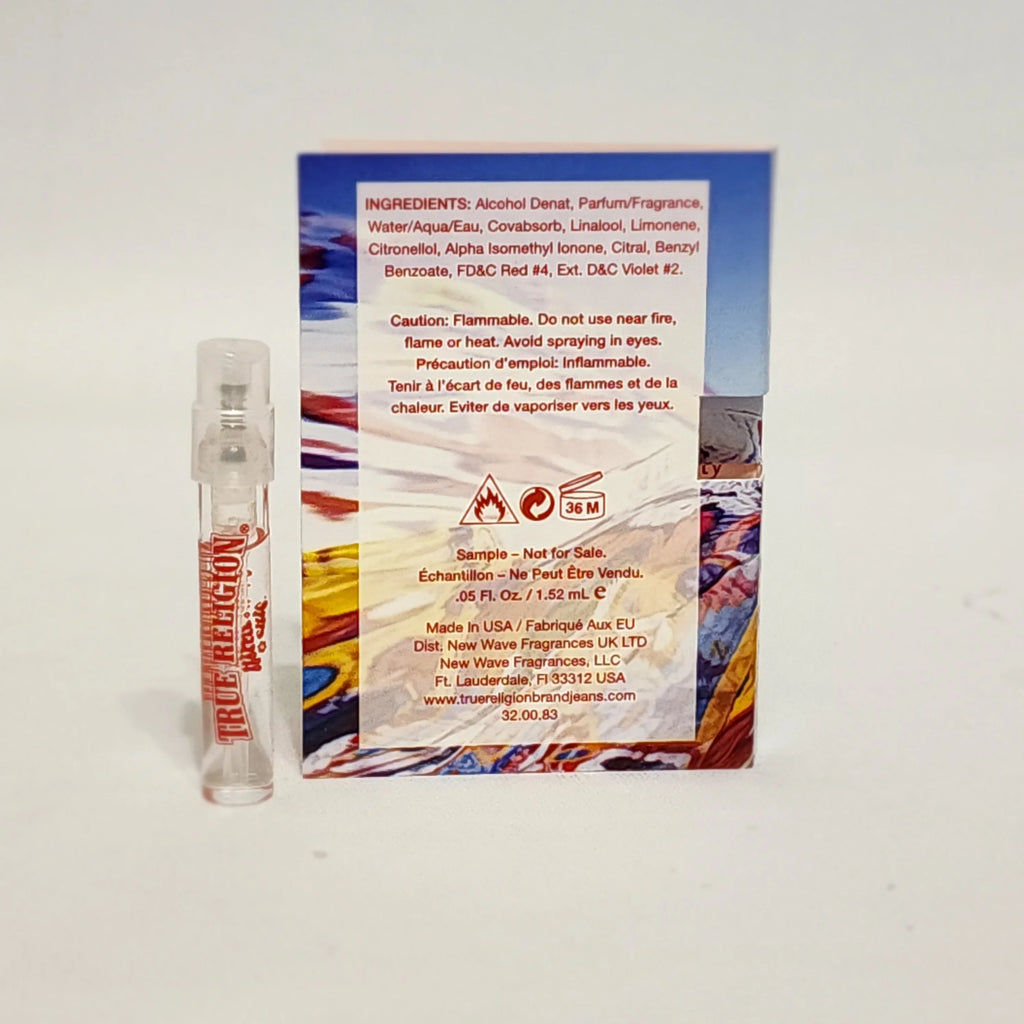 5 Sample Vials: Hippie Chic True Religion women 0.05 oz / 1.52 ml EDP Spray