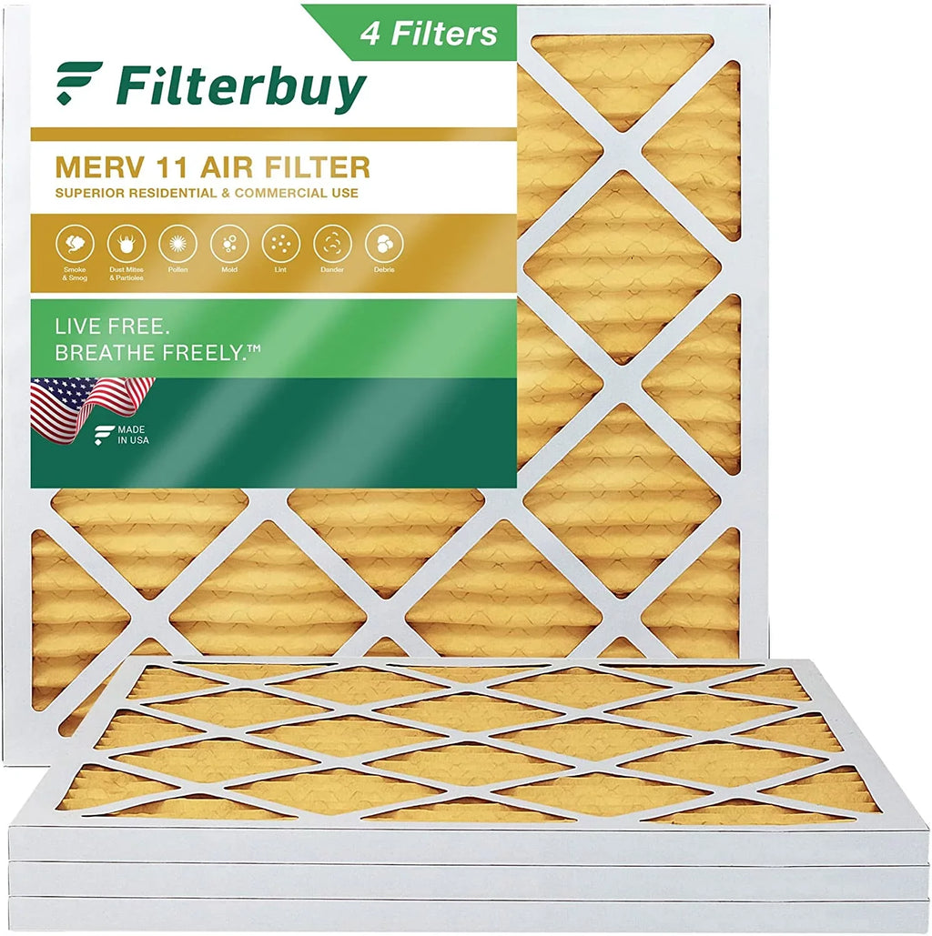 Filterbuy 23.5x23.5x1 MERV 11 Pleated HVAC AC Furnace Air Filters (4-Pack)