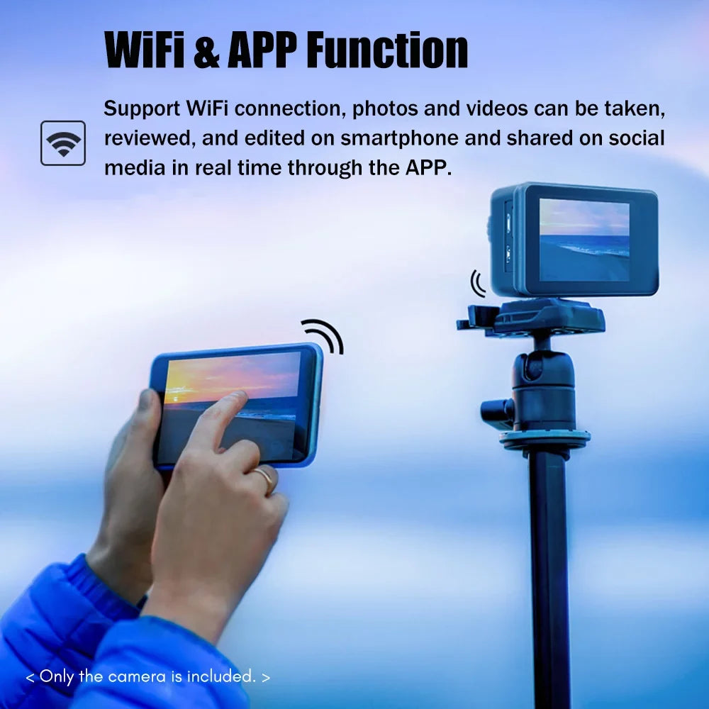 GoolRC 4K 24MP Dual Screen Sport DV 2.0 Inch Screen 170° Wide Angle EIS 40m Waterproof WiFi with Macro Lens Remote Control for Sports