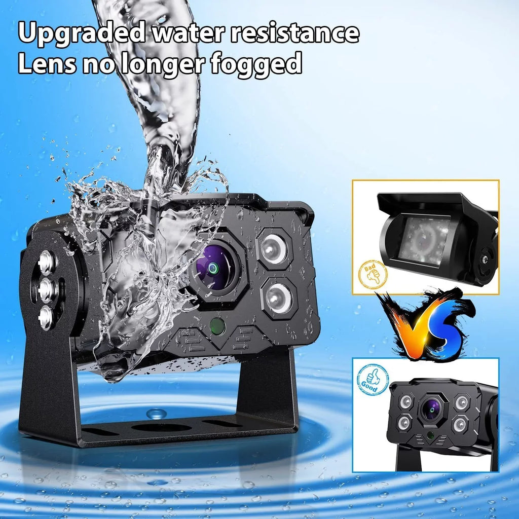 eRapta Backup Camera System Kit 7" Monitor for Car RV Truck Trailer Tractor 5th Wheel Split Screen 1080P Back up Reversing Parking System Night Vision Rear and Side Wired Camera Y0202