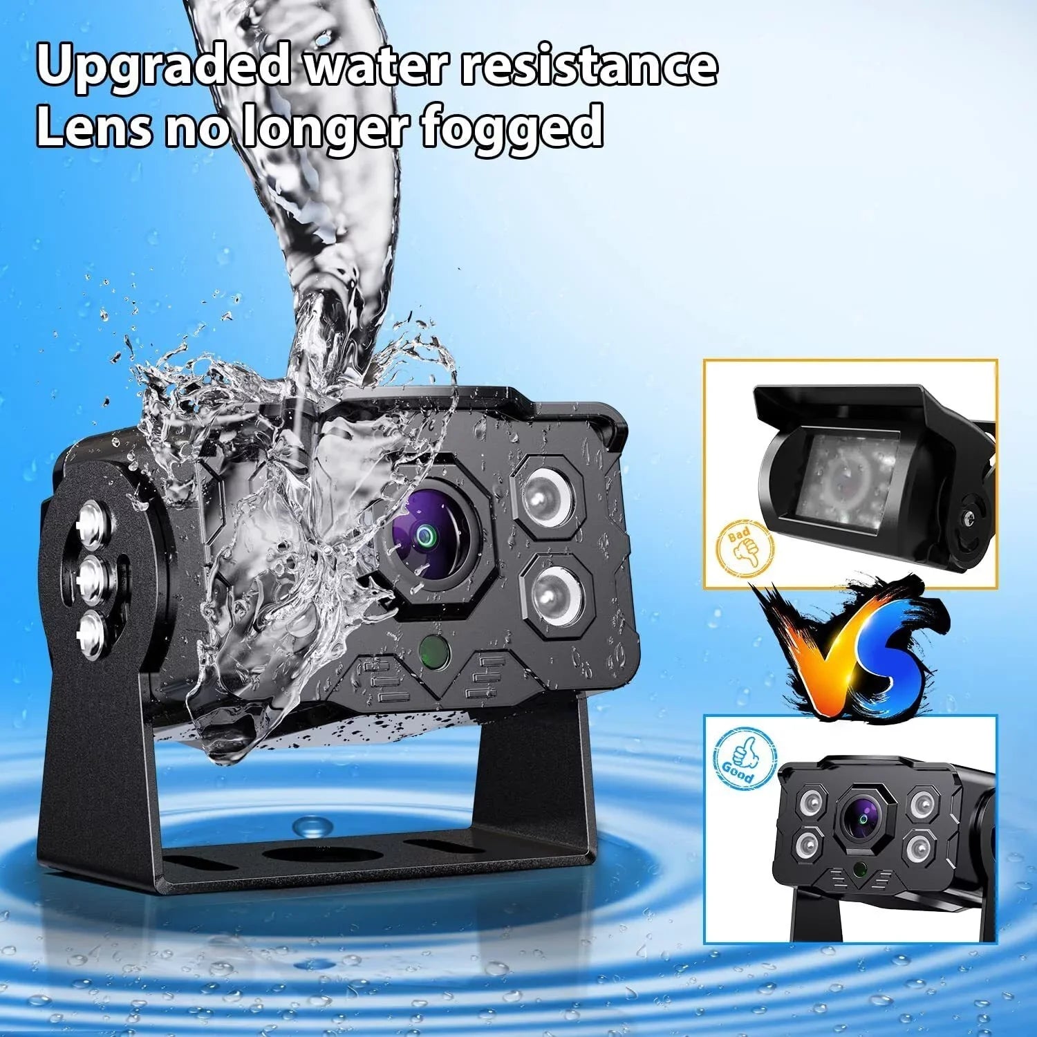 eRapta Backup Camera System Kit 7" Monitor for Car RV Truck Trailer Tractor 5th Wheel Split Screen 1080P Back up Reversing Parking System Night Vision Rear and Side Wired Camera Y0202