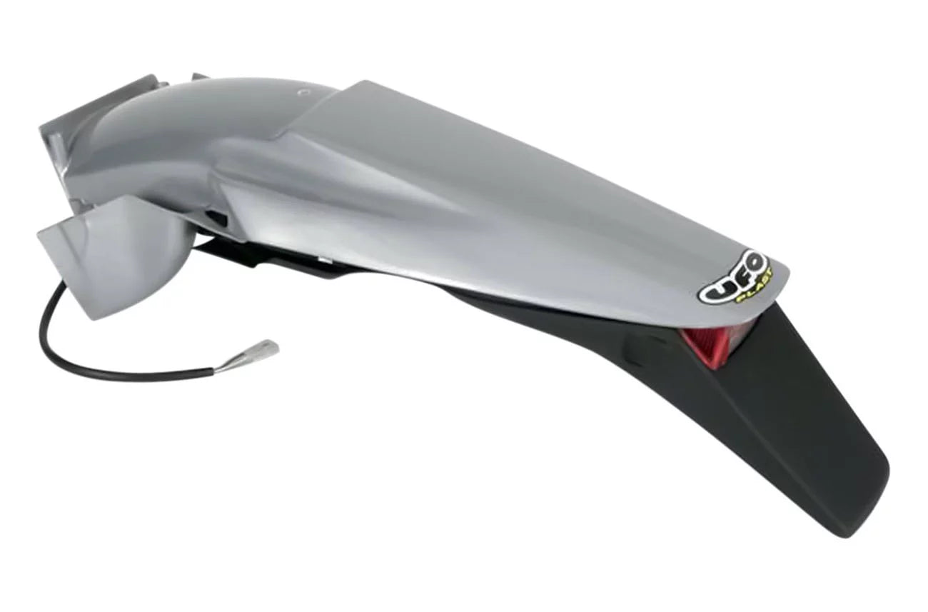 UFO Enduro Silver Plastic Rear Fender w/Tail Light (KT03043340)