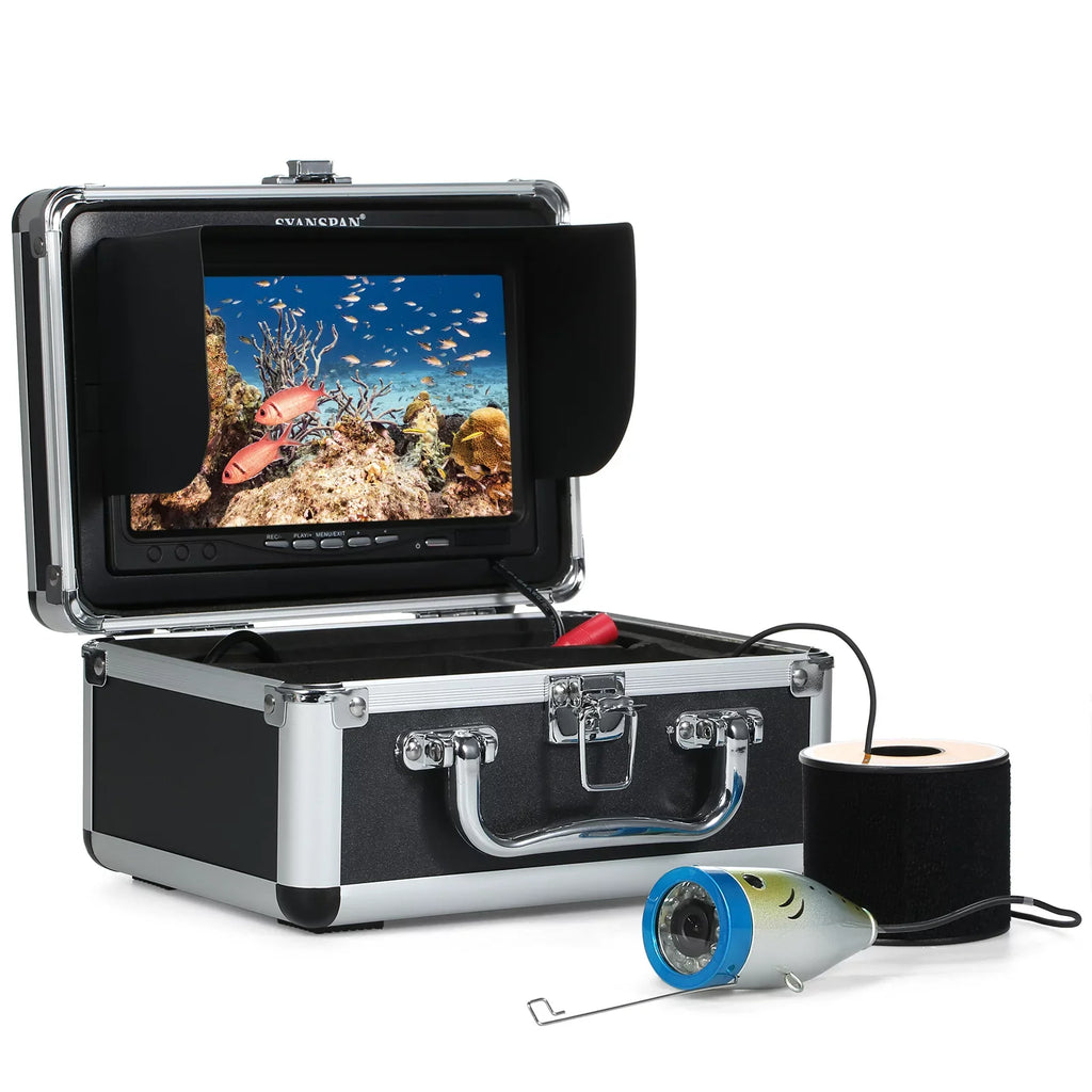 moobody Underwater Fishing Camera Fish Finder with 12LEDs 7Inch/9Inch LCD Display 15M/30M/50M Cable IP68 Waterproof for Sea Lake Vessel Ice Fishing