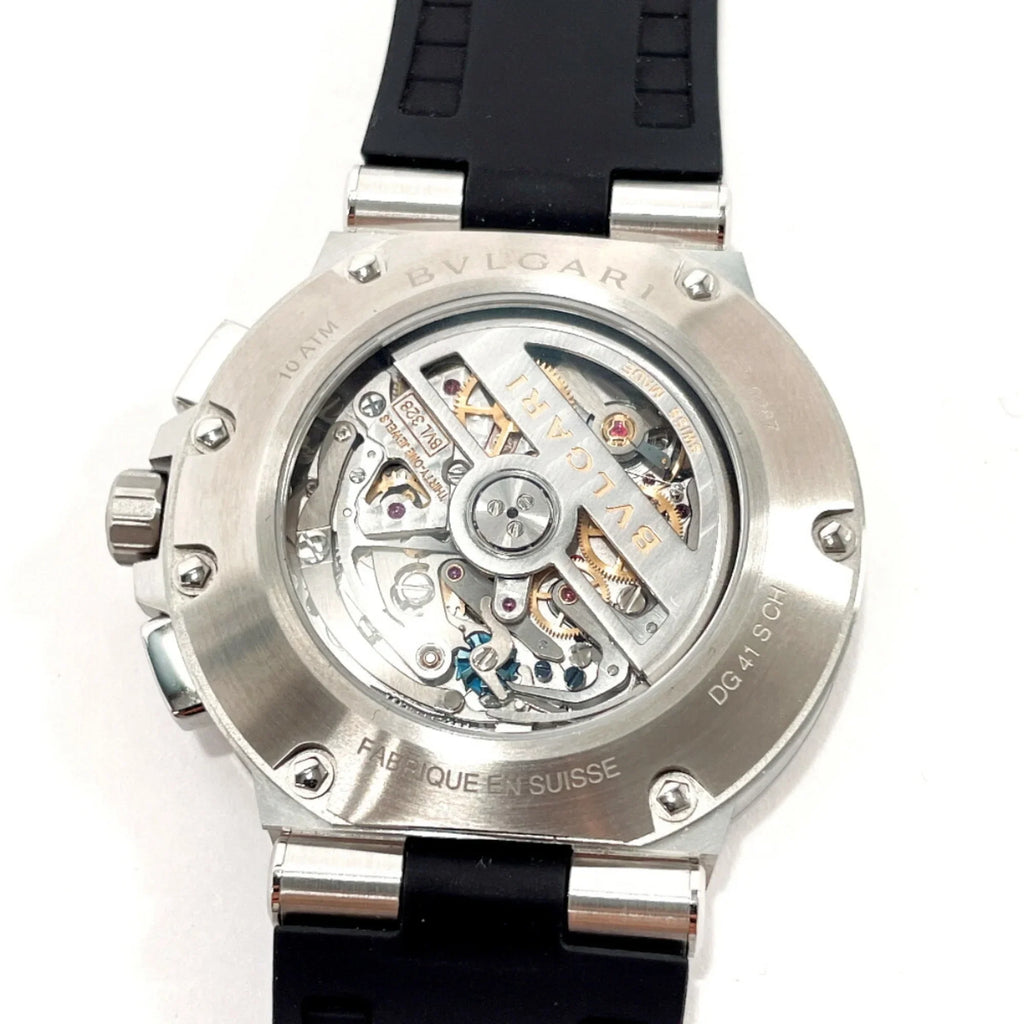 Pre-Owned Bvlgari Chrono Watch Stainless Steel Rubber BVLGARI DG41BSVDCH Men's Silver (Good)