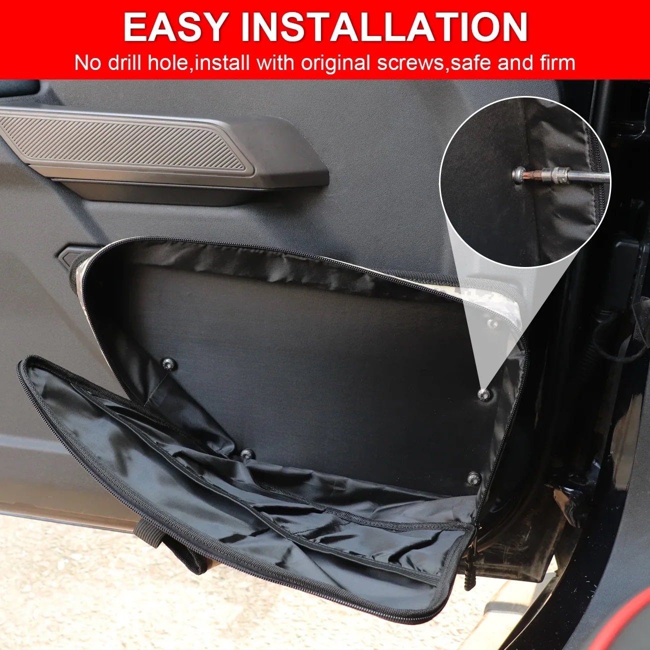 KOLEMO Front Storage Bags Door Net Pocket Organizer For 2021-2023 Ford Bronco 2/4 Doors