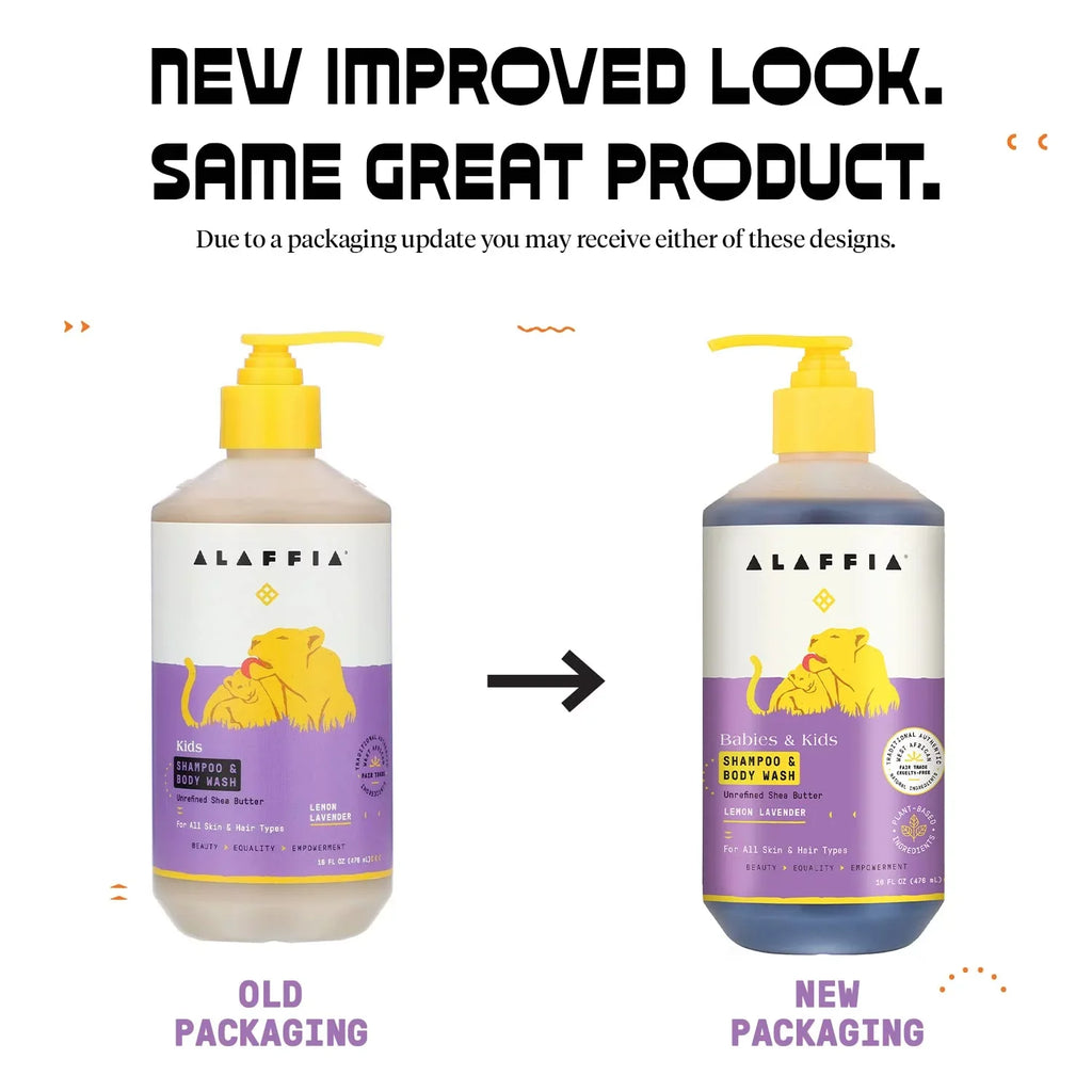 Everyday Shea Shampoo And Body Wash, Babies And Kids, Gentle And Calming Support For Soft Hair And Skin With Shea Butter, Neem, And Coconut Oil, Fair Trade, Lemon Lavender, 16 Fl Oz