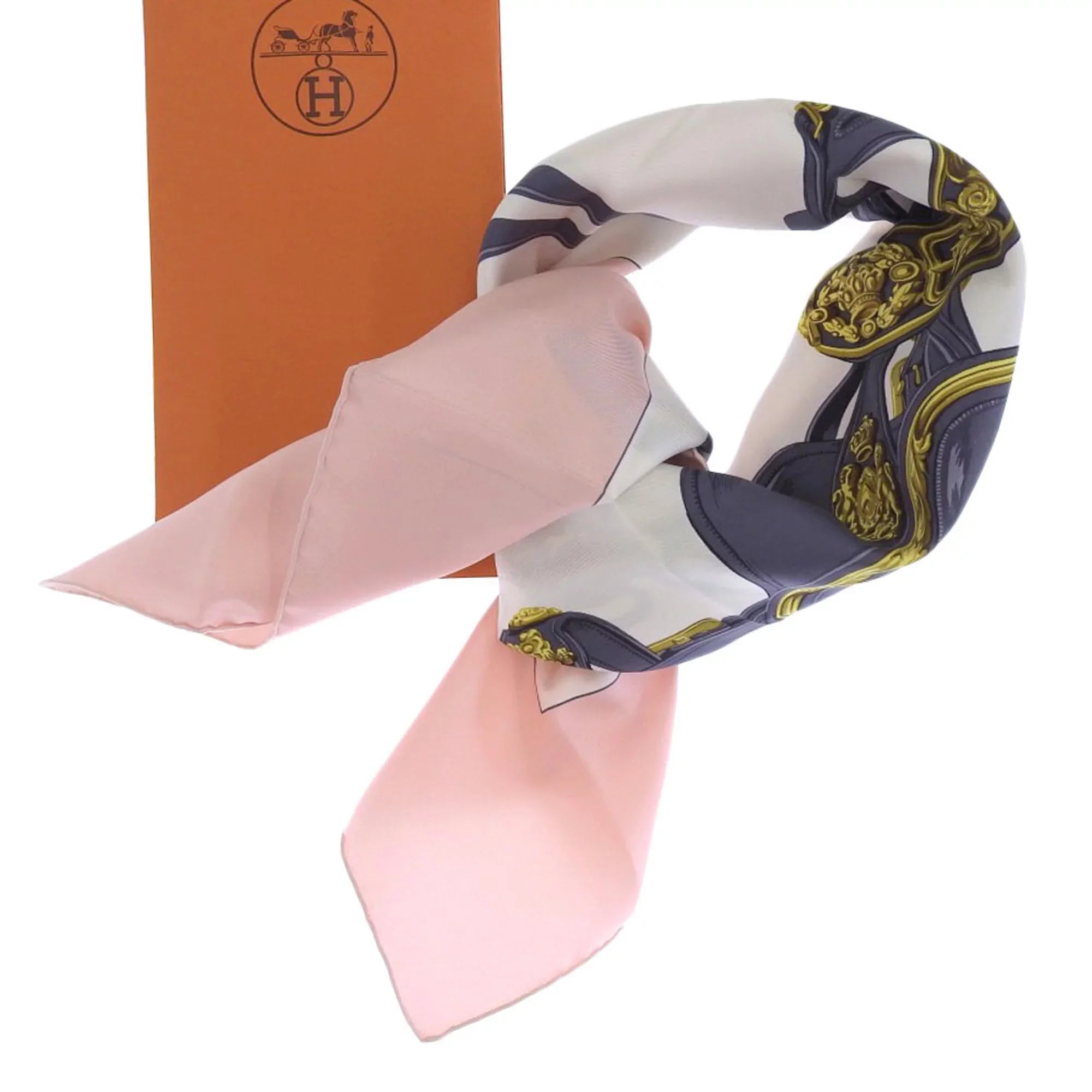 Pre-Owned Hermes HERMES Carre 90 BRIDES de GALA scarf muffler silk pink multicolor (Like New)