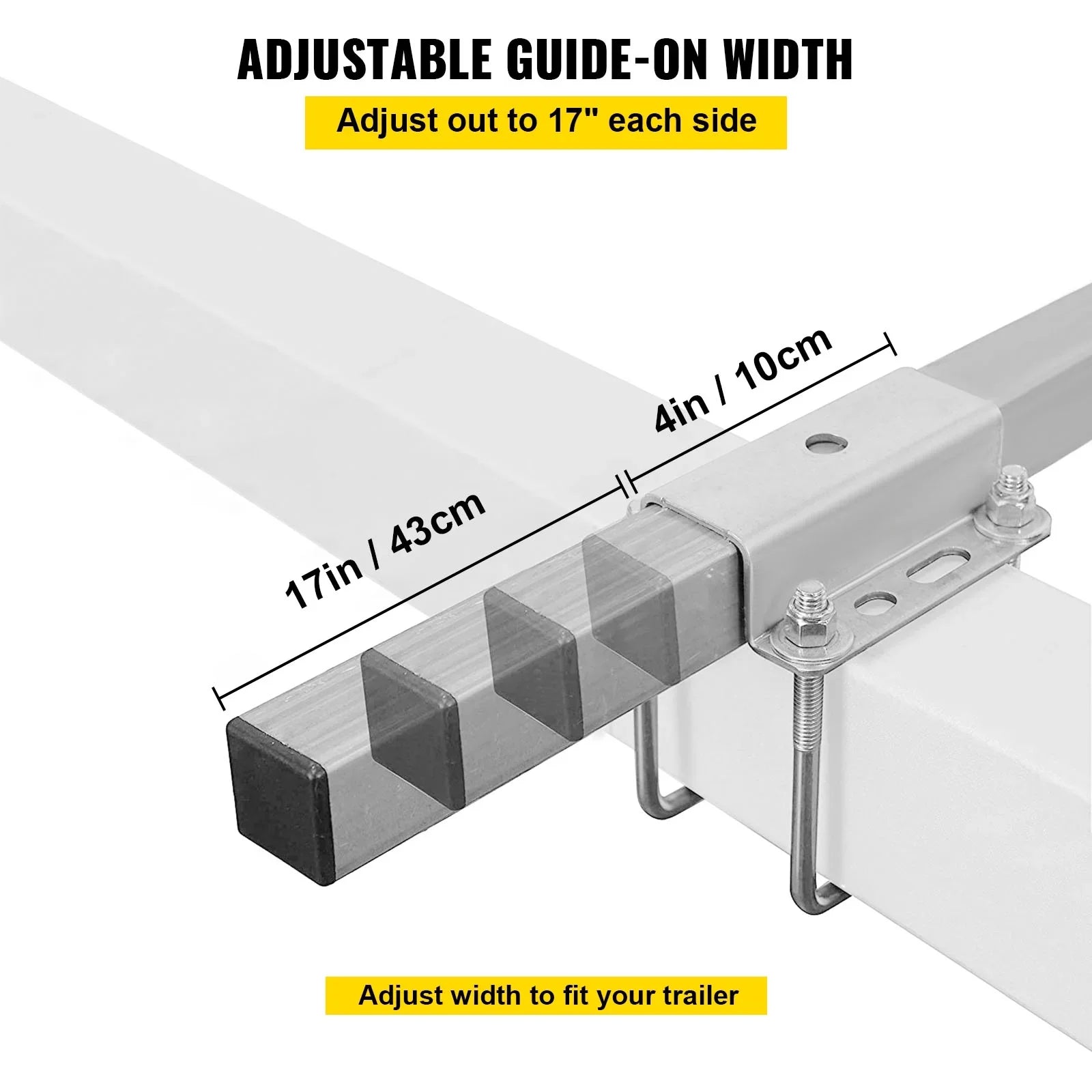 VEVORbrand Ship Trailer Guide-on, 40", 2pcs Galvanized Steel Trailer Post Guide on, with LED-Lighted PVC Tube Protection Mounting Hardware Included, for Ski Ship Fishing Watercraft or Watercraft Trailer