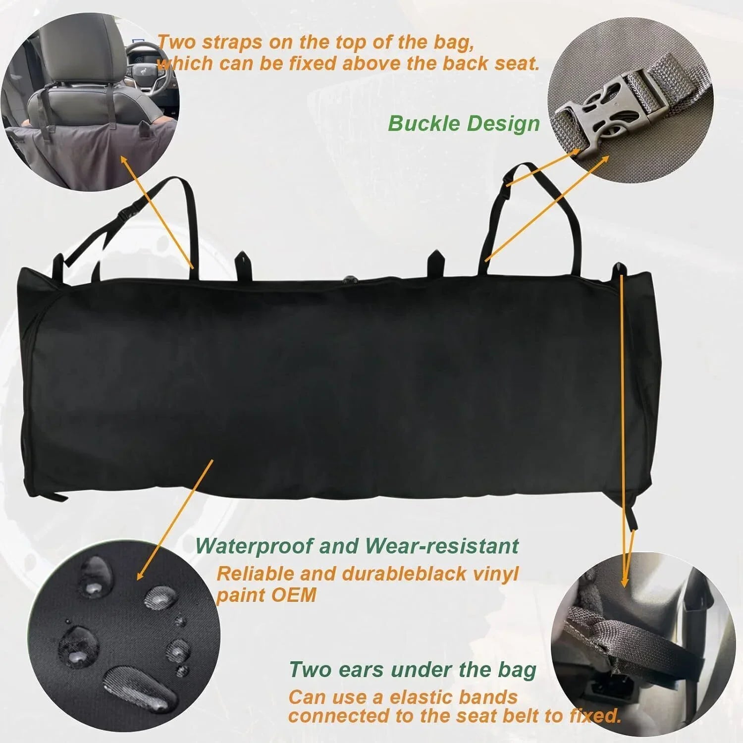 For Ford Bronco 2021 2022 4 Door 600D Soft Top Rear Window Storage Bag Organizer