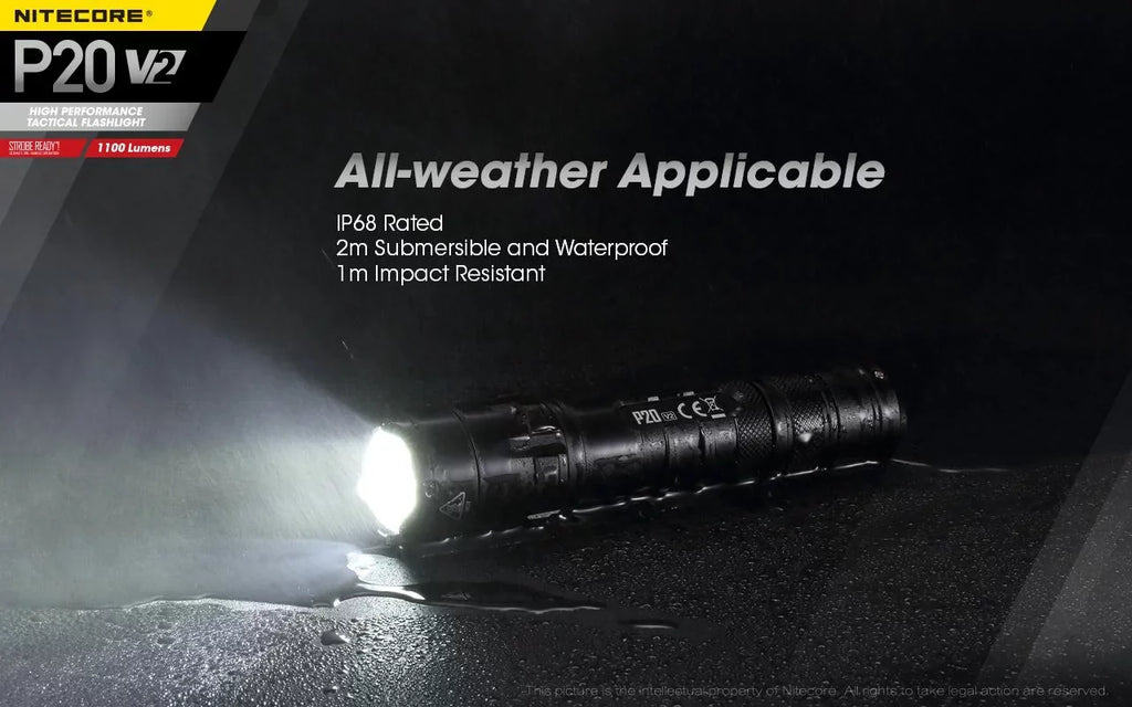 Nitecore P20 V2 Tactical LED Flashlight - CREE XP-L2 V6 - 1100 Lumens