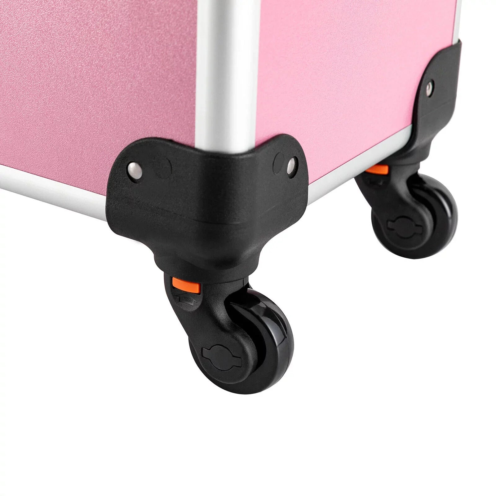 ZhdnBhnos Professional Rolling Extendable Makeup Train Case Cosmetic Trolley Storage Box Organizer (Pink)