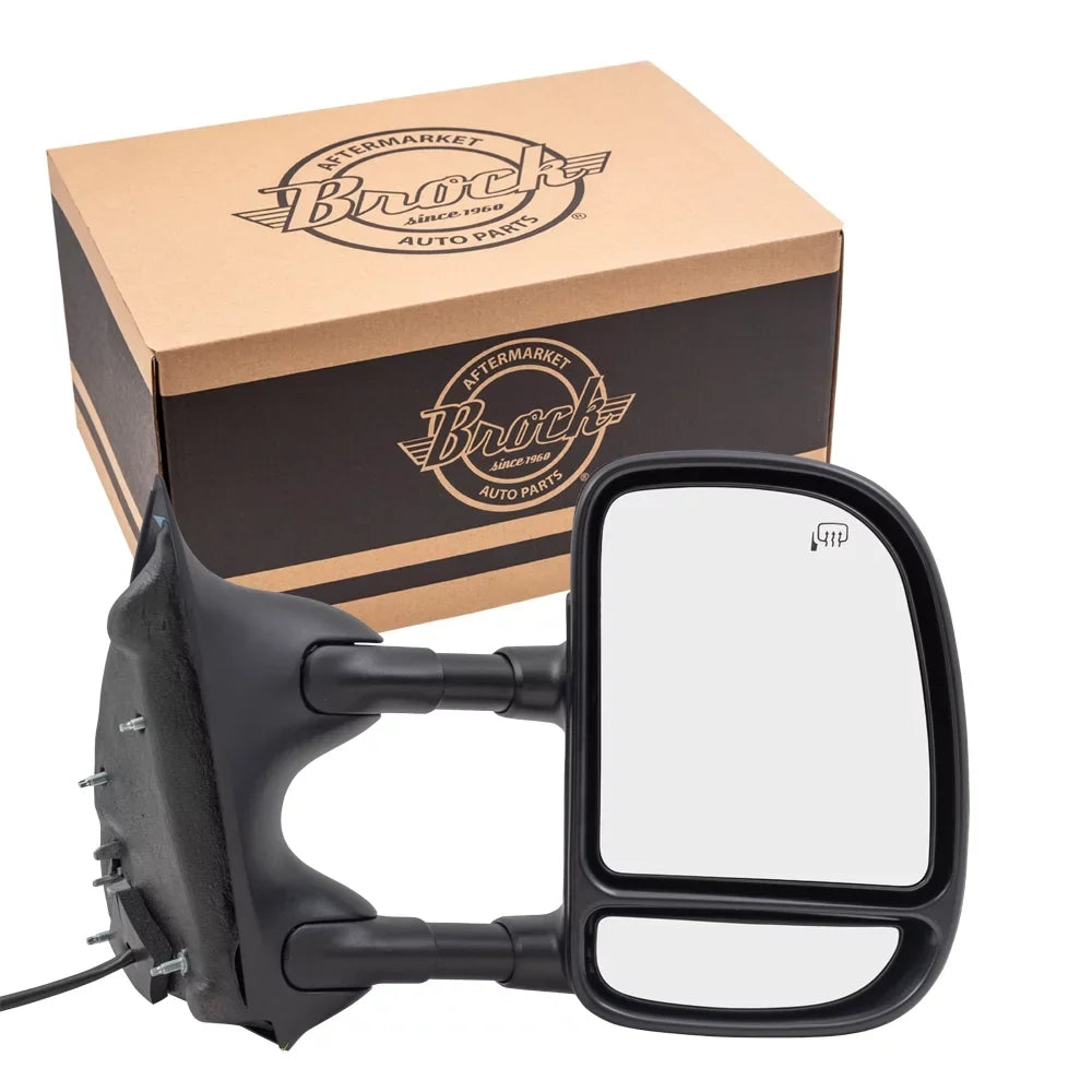 Brock Replacement Passengers Telescopic Tow Power Side View Mirror Heated Matching with 1999-2007 F250 F350 F450 Super Duty Pickup Truck 3C7Z17682 EAA