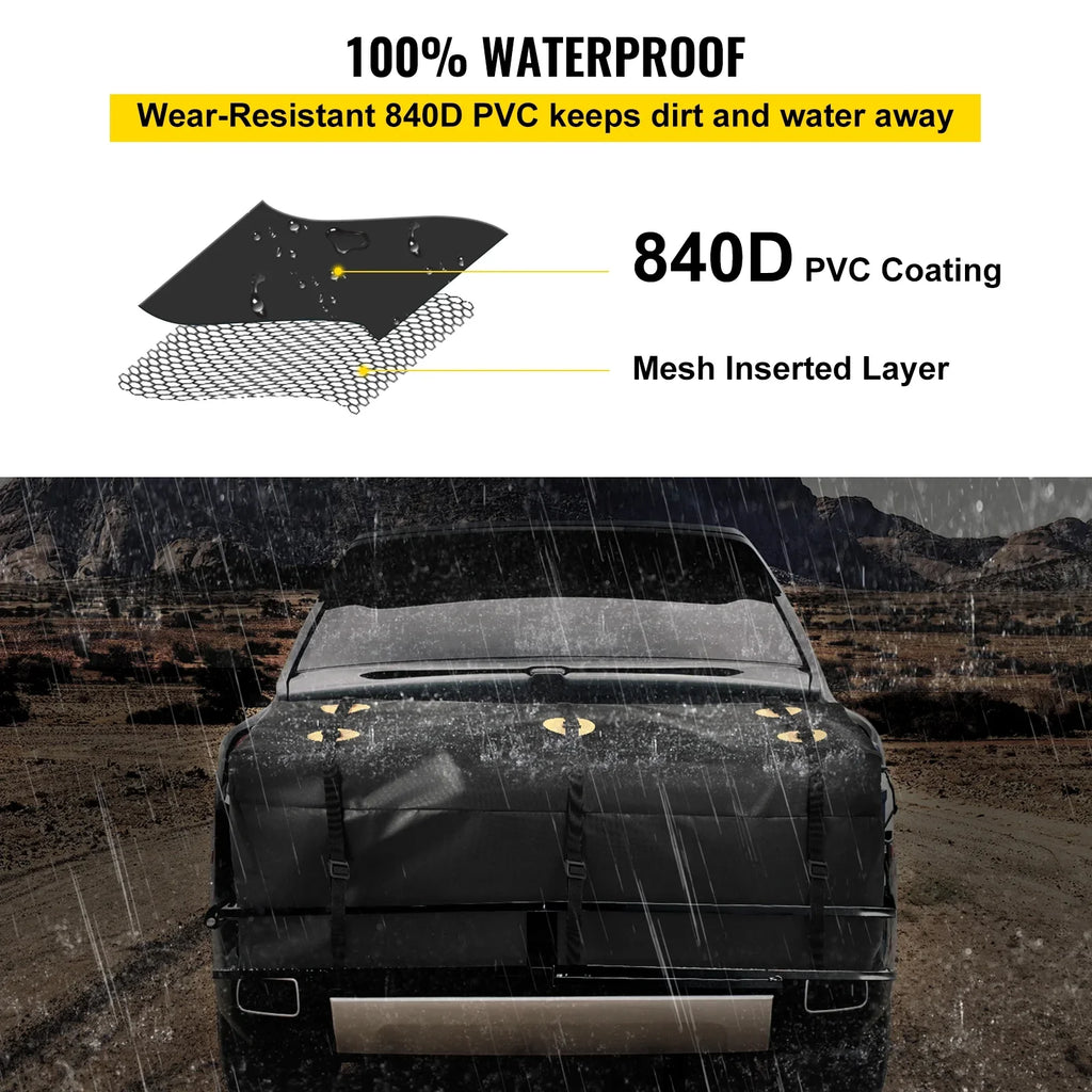 BENTISM Hitch Cargo Carrier Bag, Waterproof 840D PVC, 60"x24"x26" (22 Cubic Feet), Heavy Duty Cargo Bag for Hitch Carrier with Reinforced Straps, Fits Car Truck SUV Vans Hitch Basket
