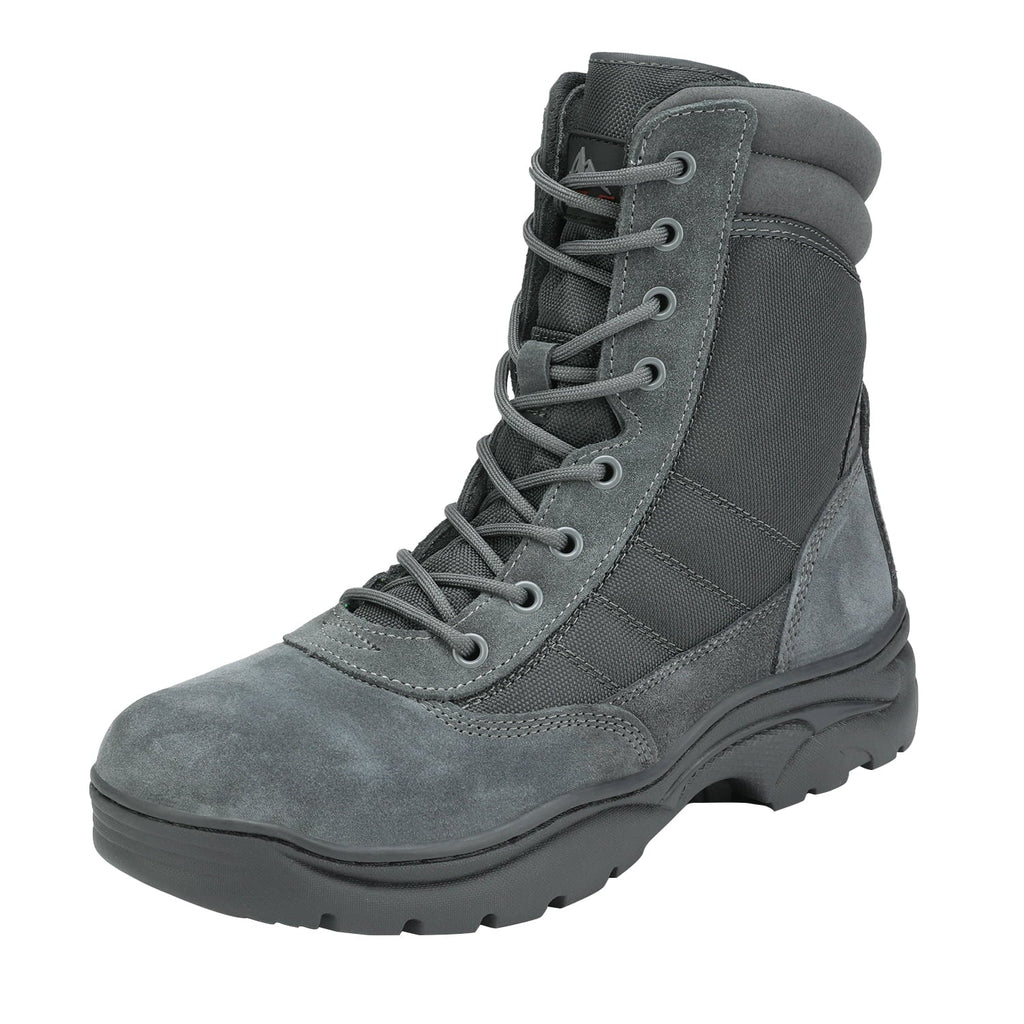 NORTIV 8 Men's Military Tactical Work Boots Side Zipper Leather Motorcycle Combat Boots (6-8 Inches)