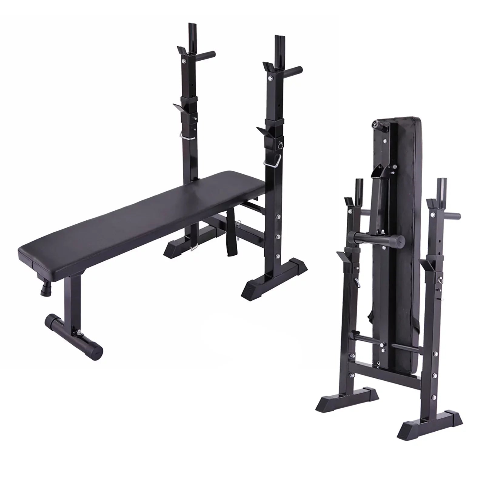 Andoer Adjustable Folding Multifunctional Workout Station, Red and Black, Squat Rack Included