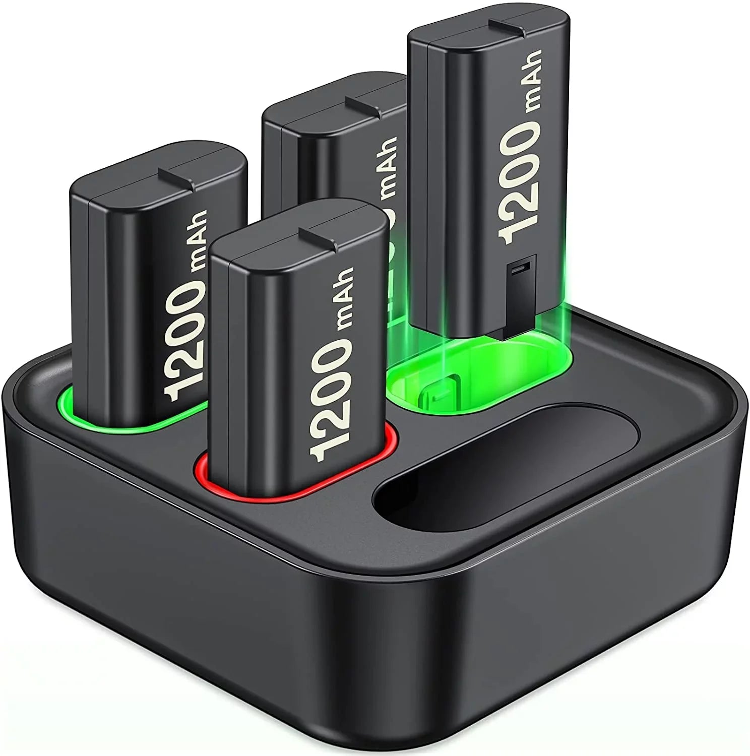 EUROA Charger for Xbox Rechargeable Battery Pack with 4x1200mAh Xbox Controller Battery Pack for Xbox Series X|S/Xbox One S/X/Elite-Black