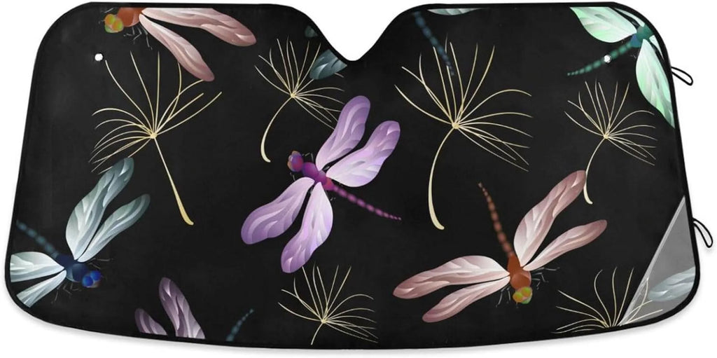 Hyjoy 55x27.6in Dragonfly Car Windshield Sun Shield Shade Foldable Sunshade for Blocks UV Rays Protector-Keeps Your Vehicle Cool for Most Sedans SUV Truck