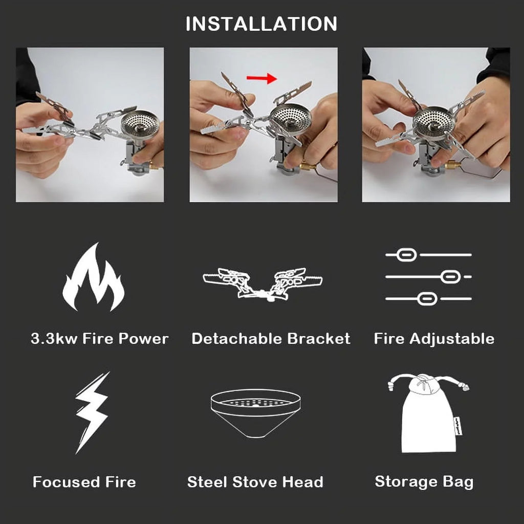 CAMPINGMOON 3300W Camping Stove High Efficient Backpacking Stove Camping Split Gas Stove