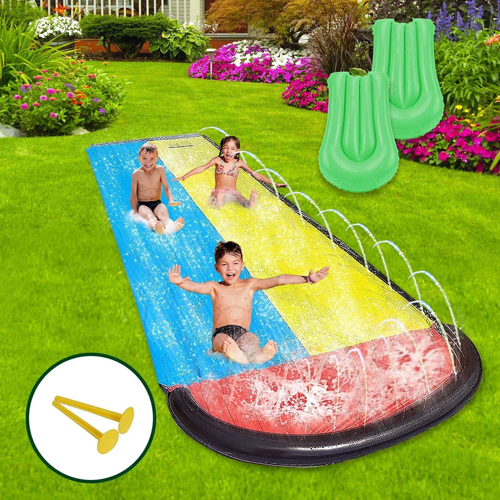 Blossomly 15.5ft Lawn Water Slides Water Toys, Party Racing Toy