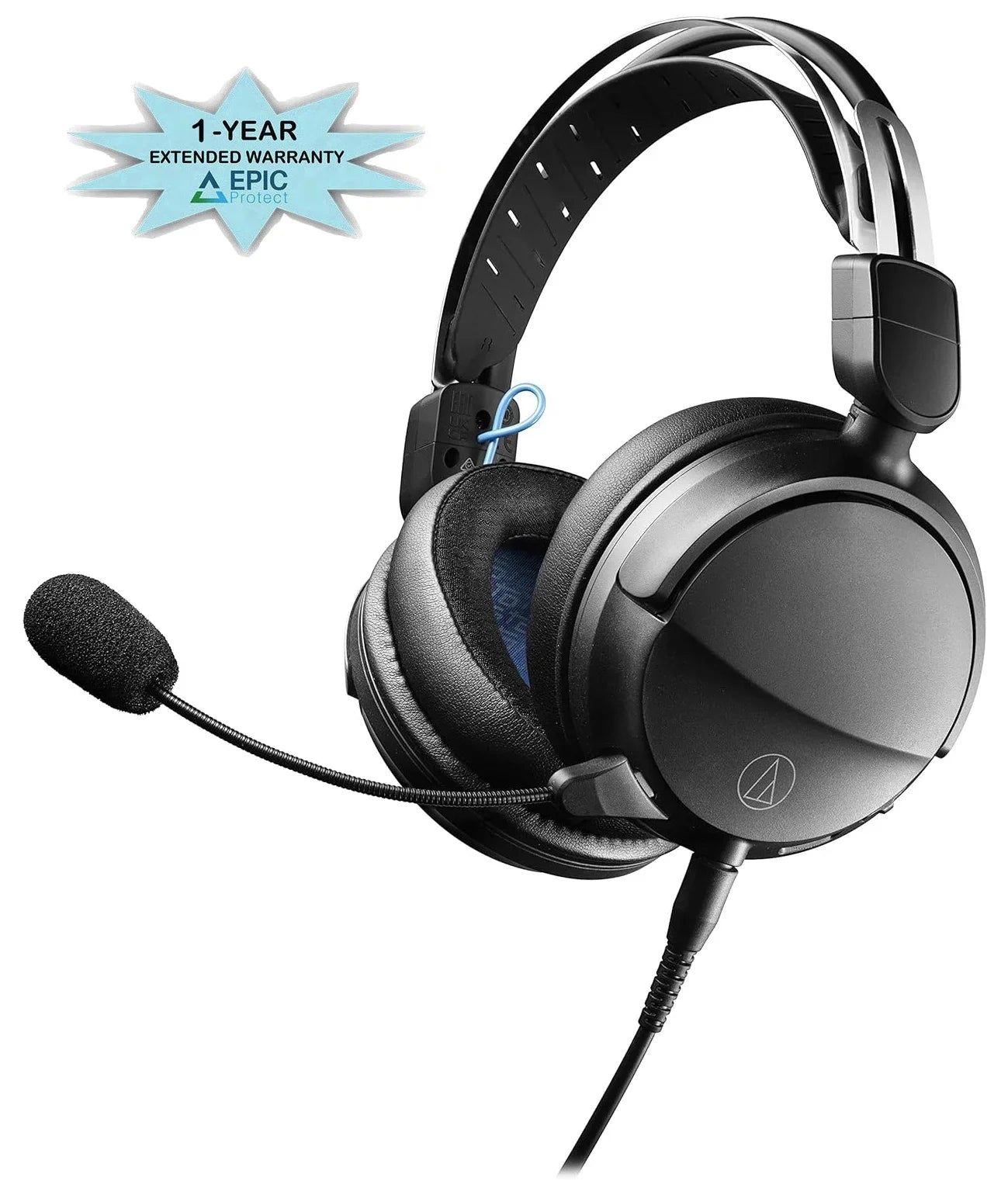 Audio Technica ATH-GL3BK Closed-Back Wired Gaming Headset - Black/Blue with an Additional 1 Year Wrap by Epic Protect (2022)