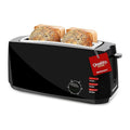 Elite Gourmet ECT4829B# Long Slot 4 Slice Toaster, Reheat 6 Toast Settings, Defrost, Cancel Functions, Built-in Warming Rack, Extra Wide Slots for Bagels Waffles, Black