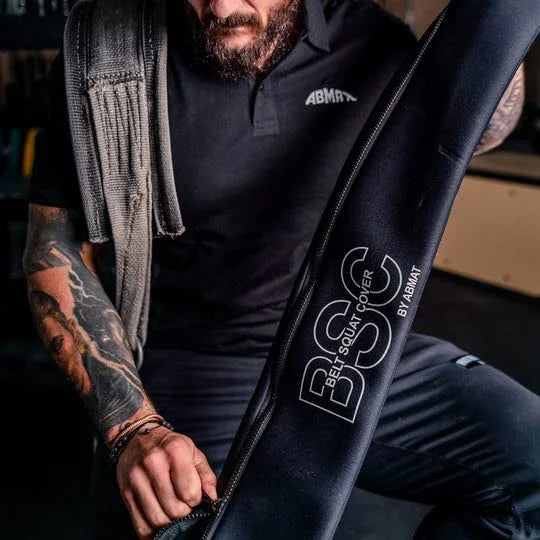 Belt Squat Wrap By Abamt - For Weightlifting, Weight Belts, & Chains. For Pullups, Dips, Powerlifting. Black with lower back support.