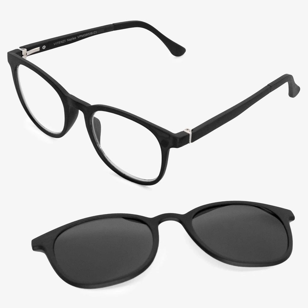 VITENZI Progressive Multifocal Reading Glasses Blue Light Blocking Readers - Includes Magnetic Sunglasses Clip On - Anti Fog Scratch Naples in Tortoise 2.00