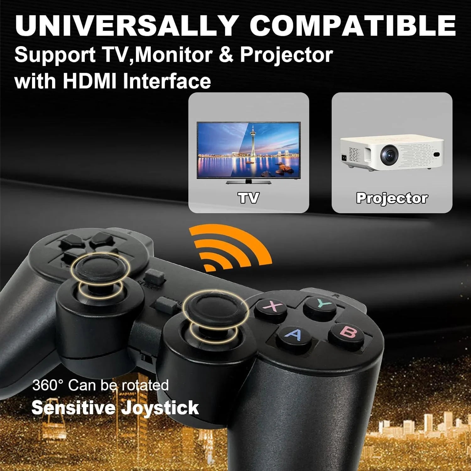 Retro Game Stick with Built-in 9 Emulators, Retro Gaming Console with 20,000+ Games, HD Output and 2.4GHz Wireless Controller for TV Plug and Play - Classic Games