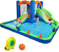 (2024 New) JOYMOR Inflatable Water Slide Bounce House for Kid 3-6, Inflatable Water Slide w/Basketball Hoop, Water Cannon, Ring-Toss Game, Inflatable Water Bounce House w/Slides, Air Blower