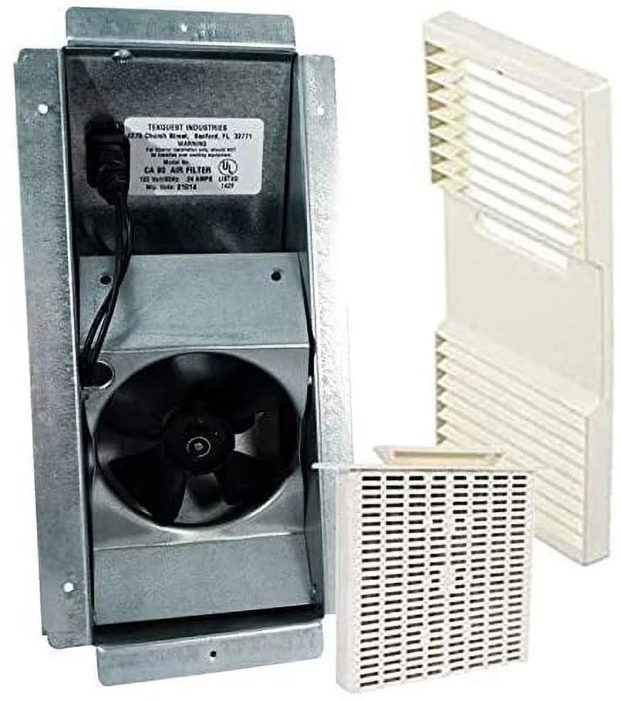 Ductless Exhaust Fan Grille Louver, Motor Metal Mount Housing (A-Pack) and Unscented Filter Cartridge - BEIGE -Complete Set