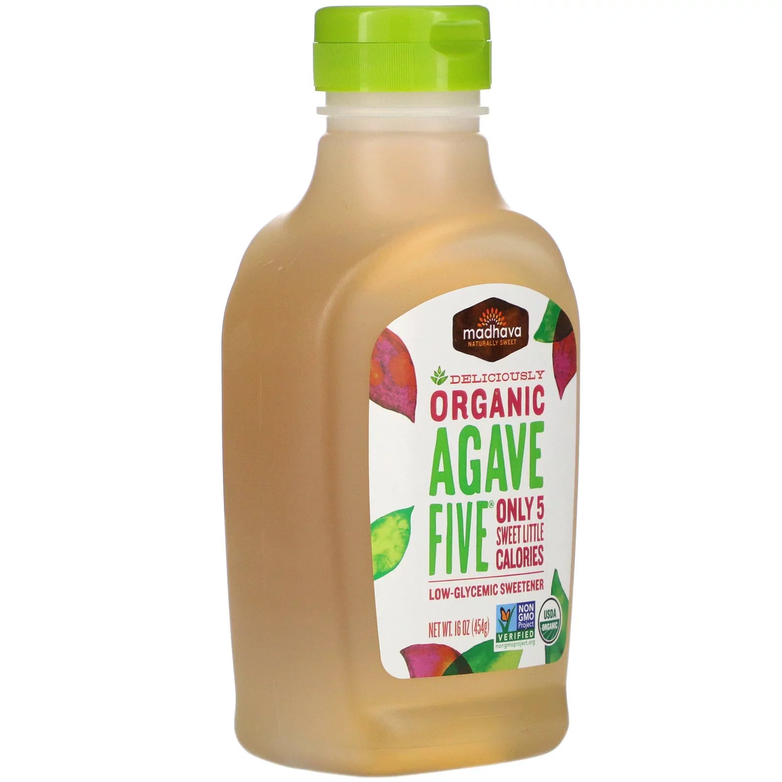 Madhava Natural Sweeteners, Organic Agave Five, Low-Glycemic Sweetener, 16 oz Pack of 2