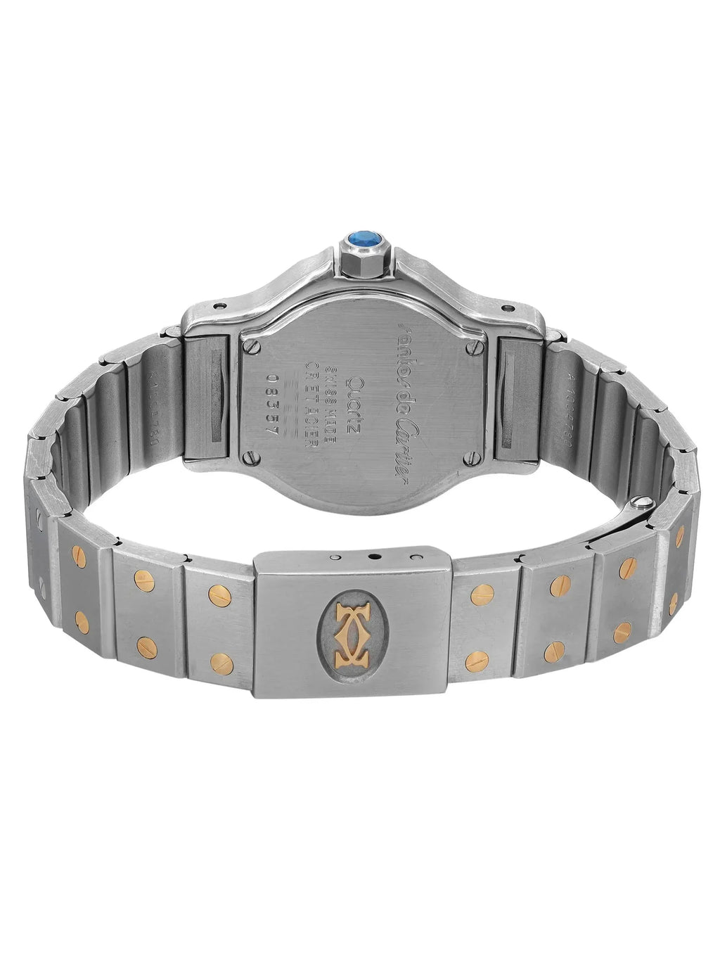 Pre-owned Cartier Santos Octagon 18K Yellow Gold Steel Cream Watch 187903 (Good)