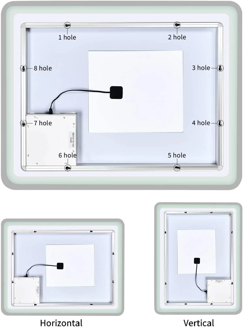 CoSoTower Simple Deluxe 36 x 28 Inch Large Wall Anti-Fog Dimmable LED Bathroom Vanity Makeup Mirror with White/Warm Light（Horizontal/Vertical）, Transparent