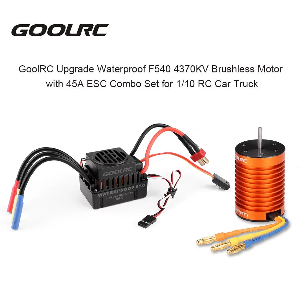 GoolRC Upgrade Waterproof F540 4370KV Brushless Motor with 45A ESC Combo Set for 110 Car Truck