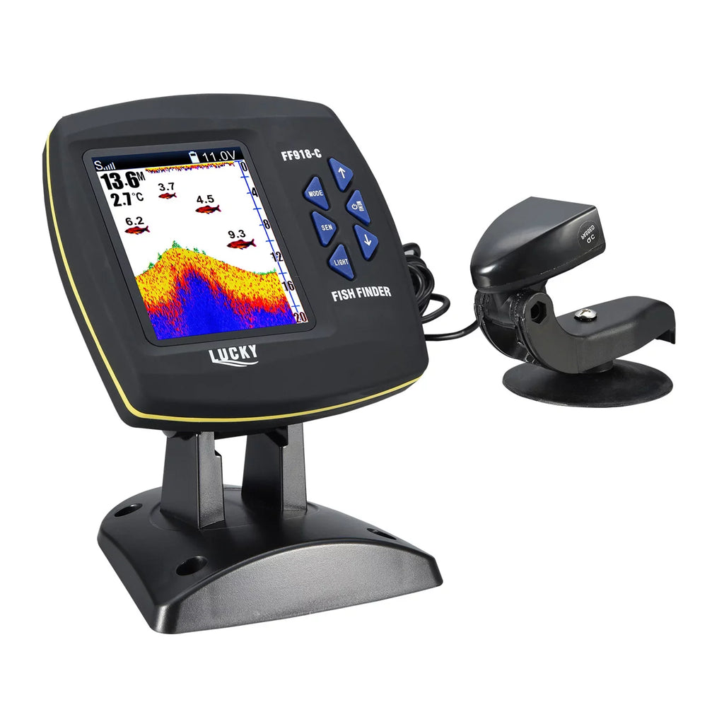 Tomshoo Fish Finder Wired Transducer Sensor Fishfinder 45 Degrees Underwater Fishing Portable Fish Finder Waterproof Underwater Monitor LCD Fish Locator Watercraft Fishfinder Fish Detector