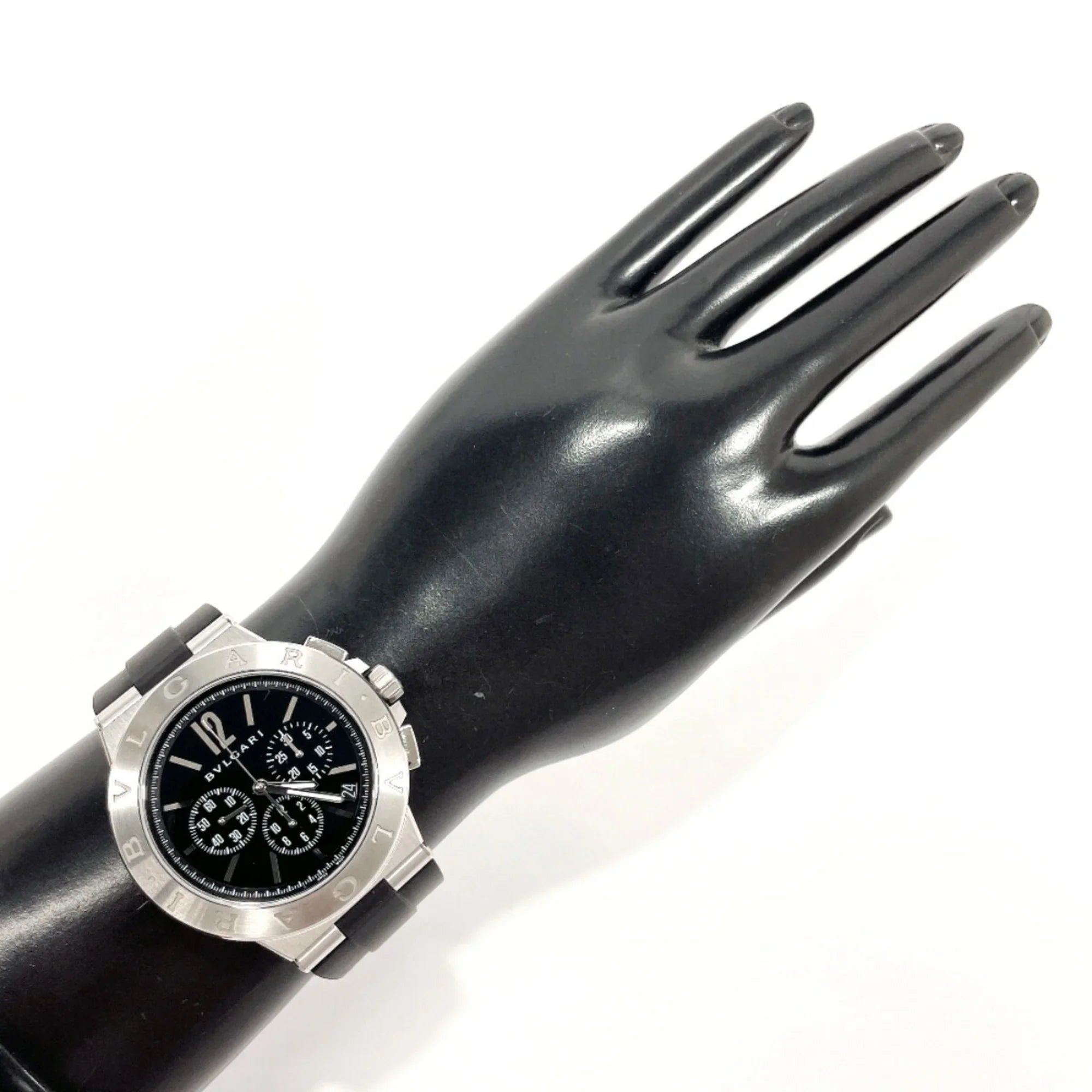 Pre-Owned Bvlgari Chrono Watch Stainless Steel Rubber BVLGARI DG41BSVDCH Men's Silver (Good)