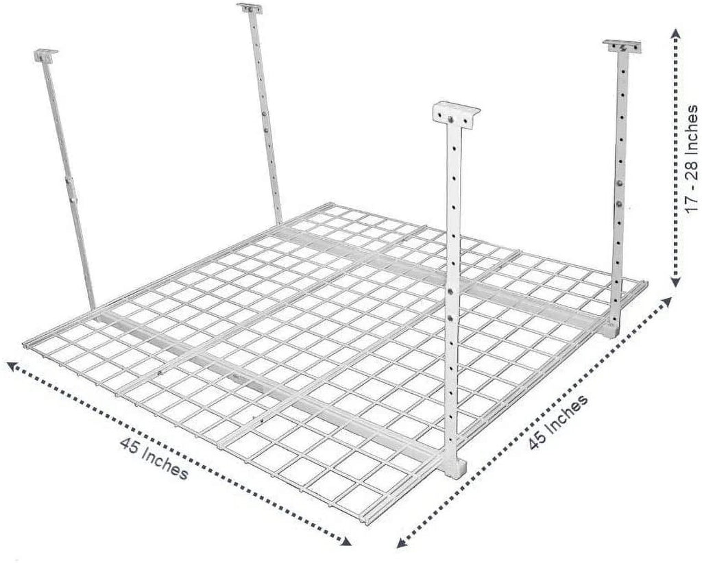 HyLoft 00540 45-Inch by 45-Inch Overhead Storage System Ceiling Mount Garage Organization Rack White