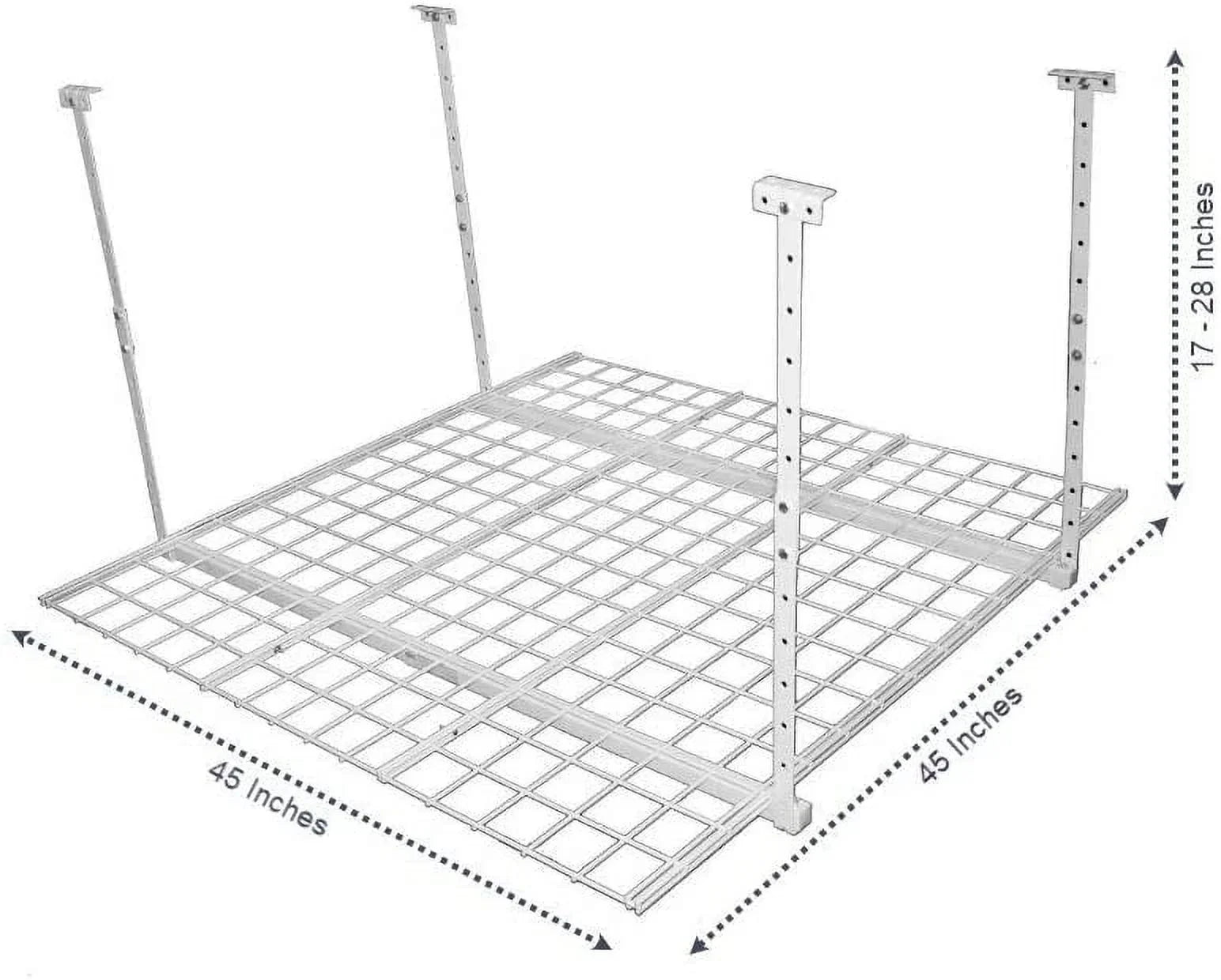 HyLoft 00540 45-Inch by 45-Inch Overhead Storage System Ceiling Mount Garage Organization Rack White