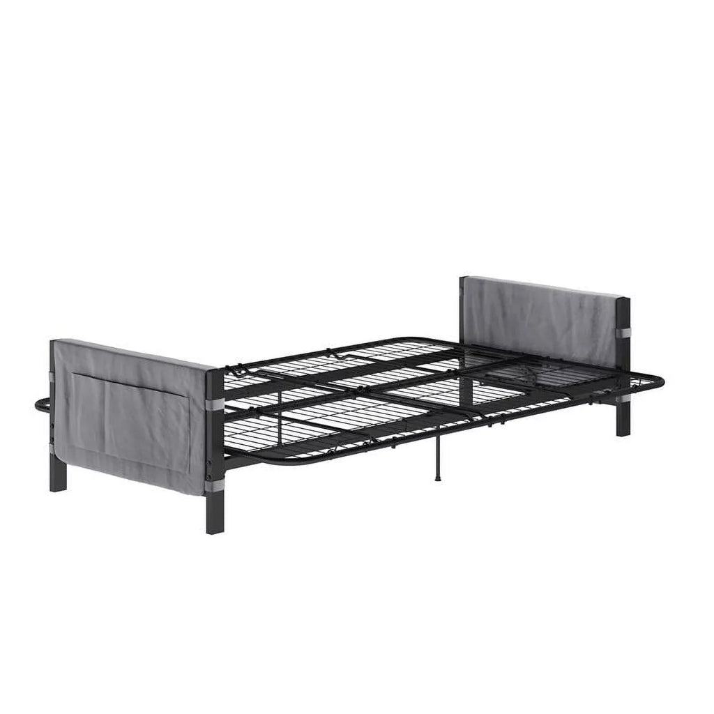 DHP Melbourne Storage Futon with 6" Thermobonded Futon Mattress in Gray