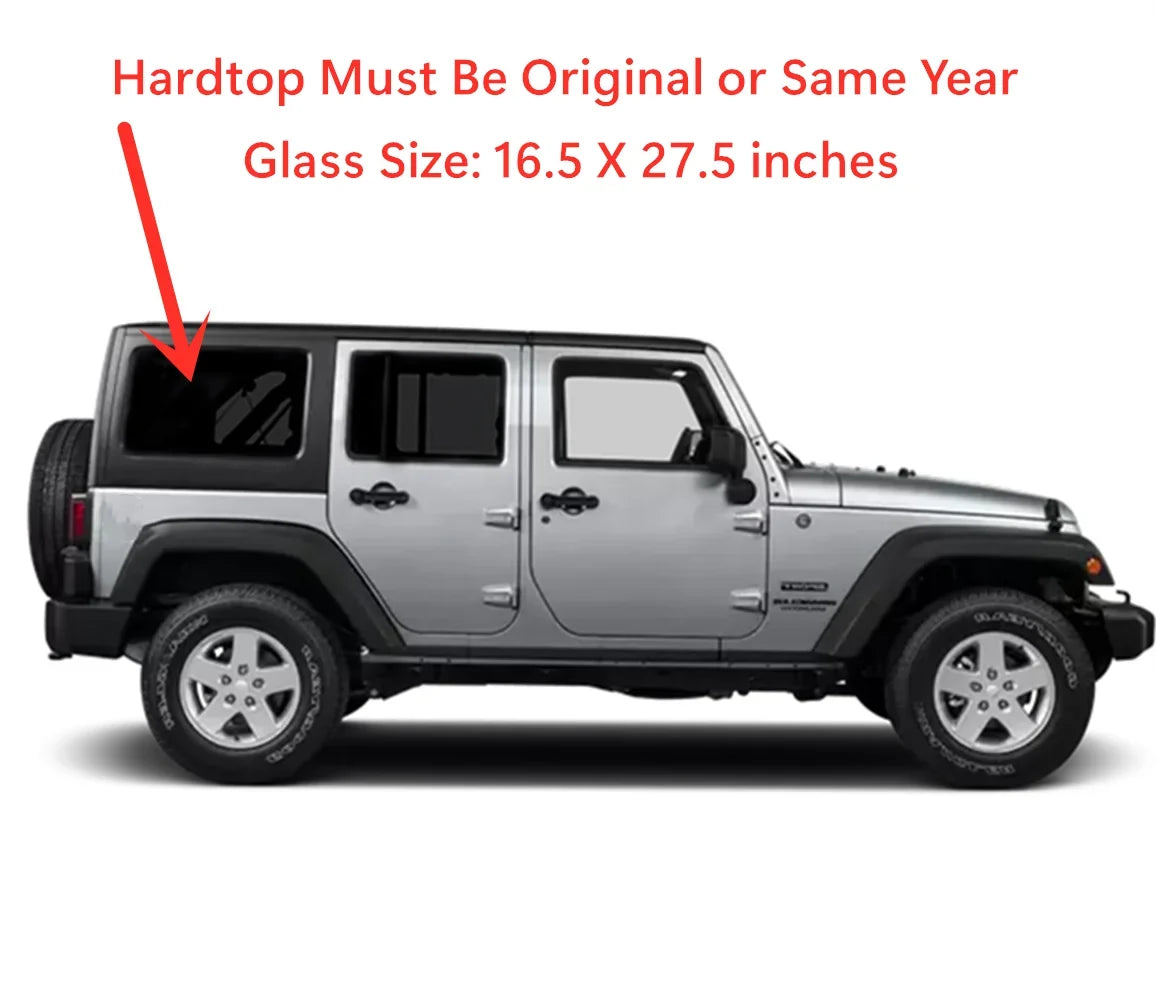 Passenger Right Side Rear Quarter Window Quarter Glass Fitting with Jeep Wrangler 2011-2017 4 Door Models / Wrangler JK 2018 4 Door Models
