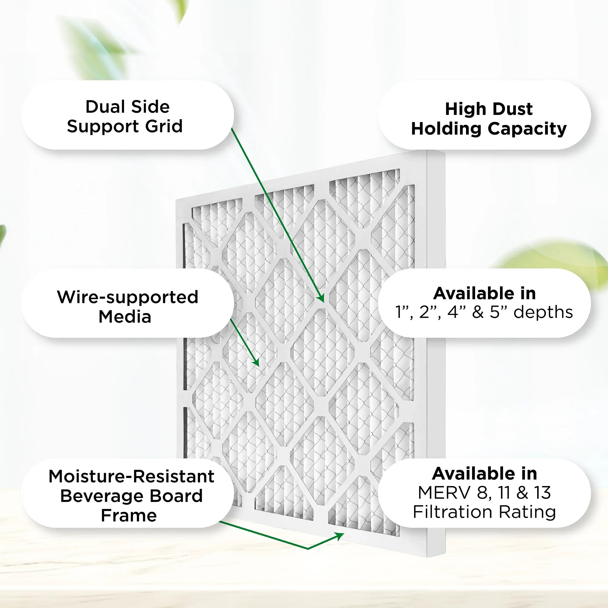 14x18x1 MERV 11, MPR 1000 Pleated AC Furnace 1" Air Filters by Pamlico. Quantity 6. Actual Size: 13-1/2 x 17-1/2 x 3/4