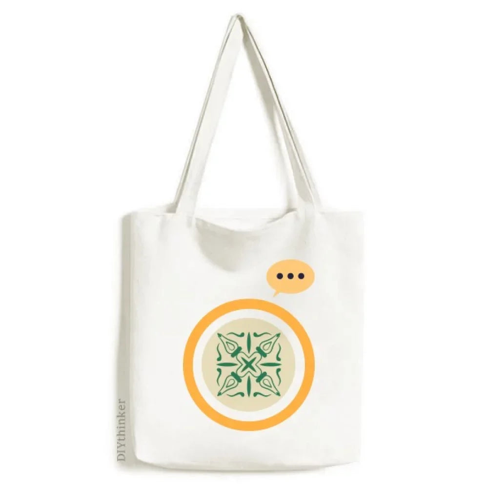 Talavera Style Decorative Green Pattern Expression Sack Canvas Tote Shoulder Bag