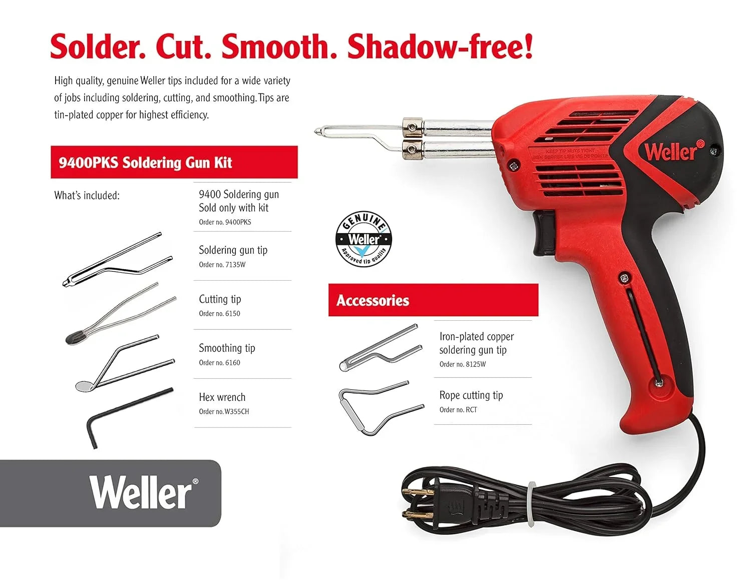 Weller 12.1 in. Corded Soldering Gun Kit 140 watts Red 1 pk