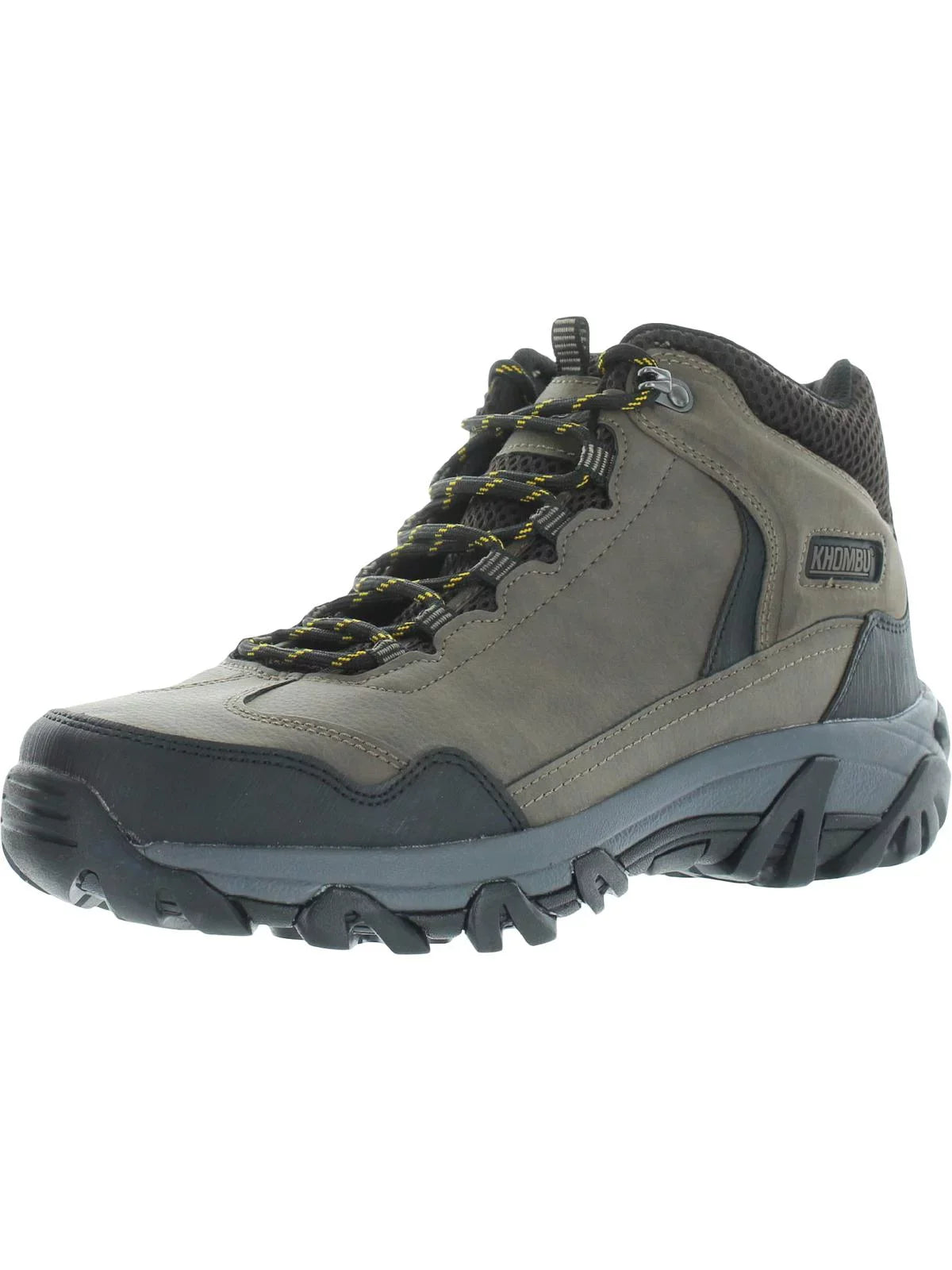 Khombu Mens Faux Leather Memory Foam Hiking Boots