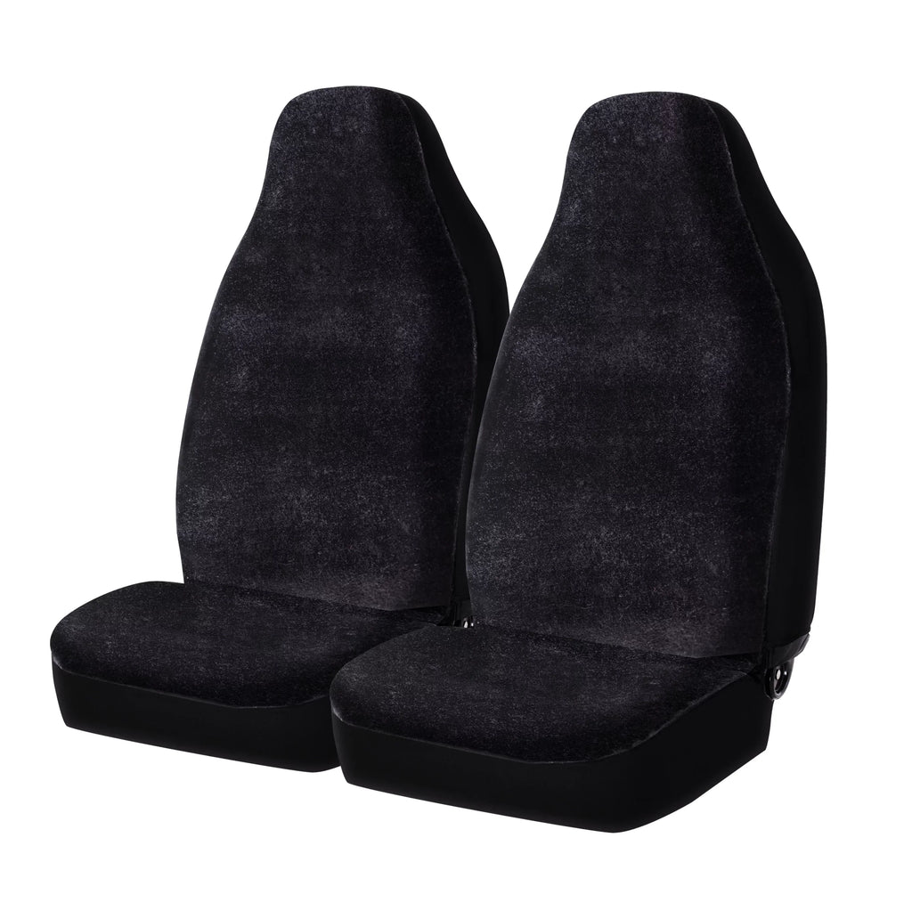 Auto Drive 2 Piece Car Seat Wrap High Back Soft Faux Fur Polyester Black, Universal Fit, 2002SC101