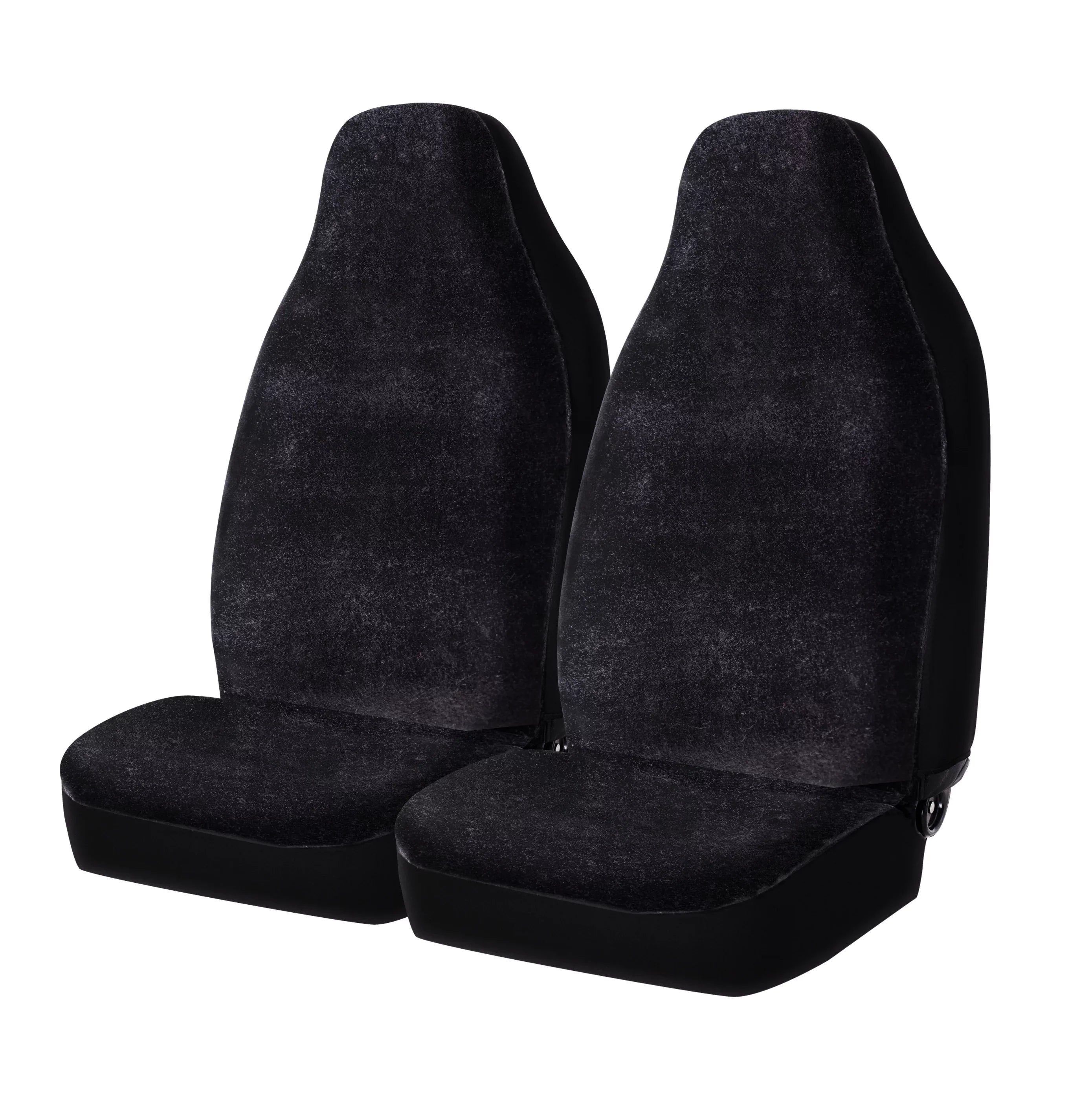 Auto Drive 2 Piece Car Seat Wrap High Back Soft Faux Fur Polyester Black, Universal Fit, 2002SC101